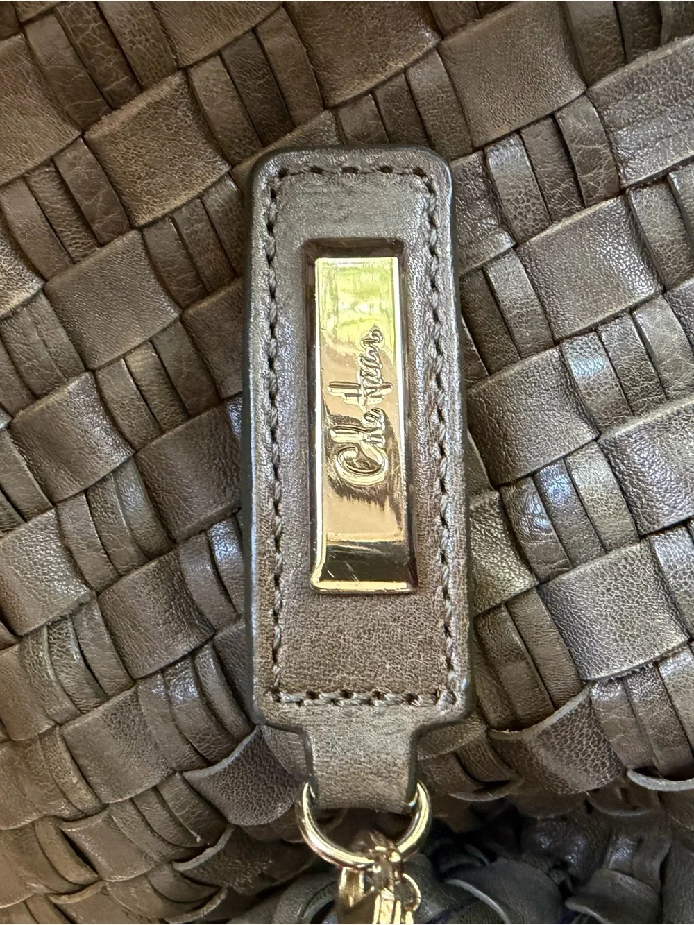 Cole Haan Avery Heritage Army Green Woven Leather Shoulder Bag Hobo -